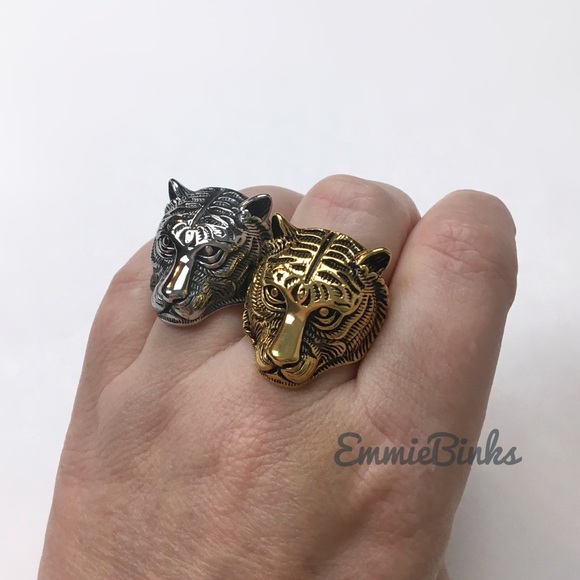 New FP Gold Plated Tiger Statement Ring ~ Silver or Bronze Clemson LSU Auburn - Picture 11 of 16